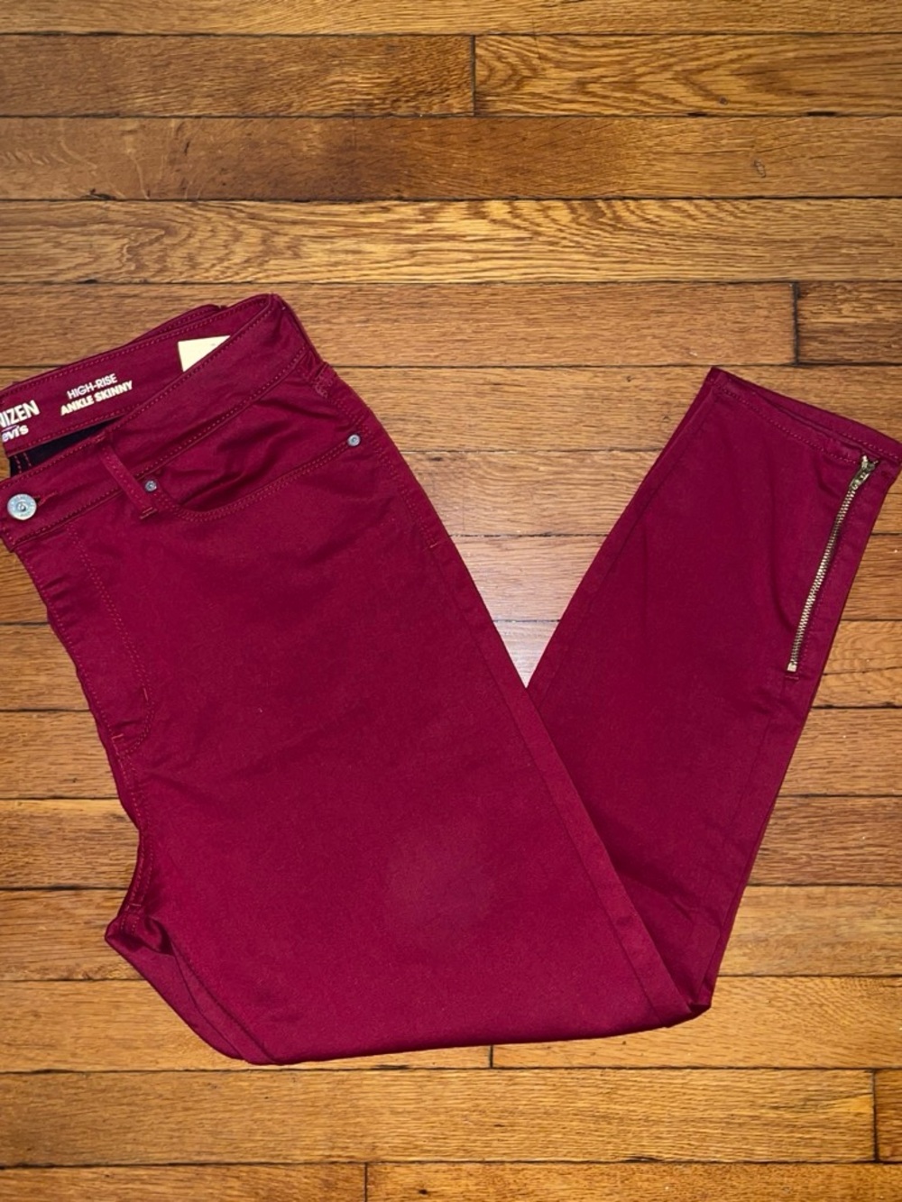Denizen from Levi's High-Rise Burgundy Capri Jeans with Ankle Zip